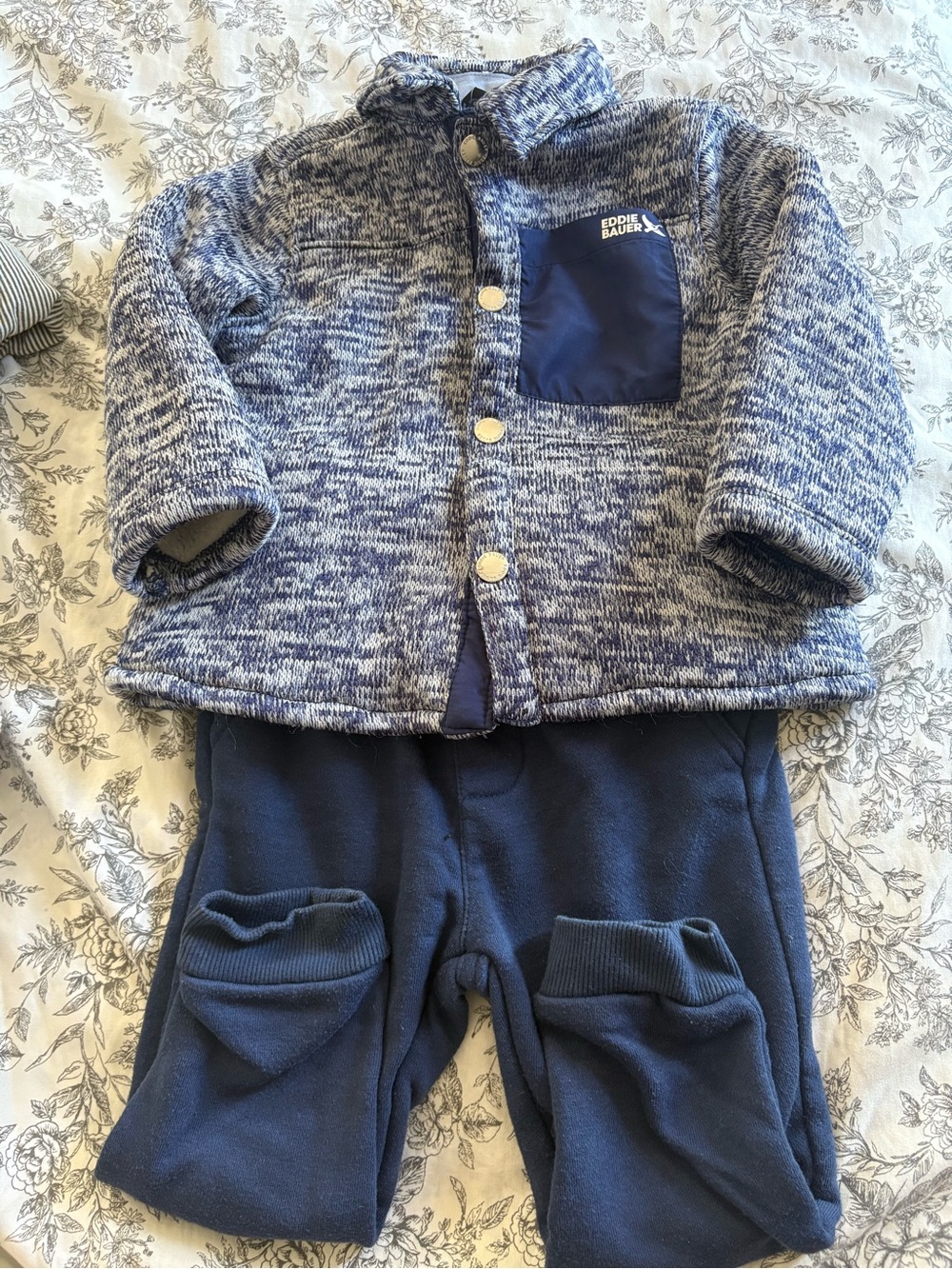 Eddie Bauer Blue Heathered Jacket and Navy Pants Toddler Set